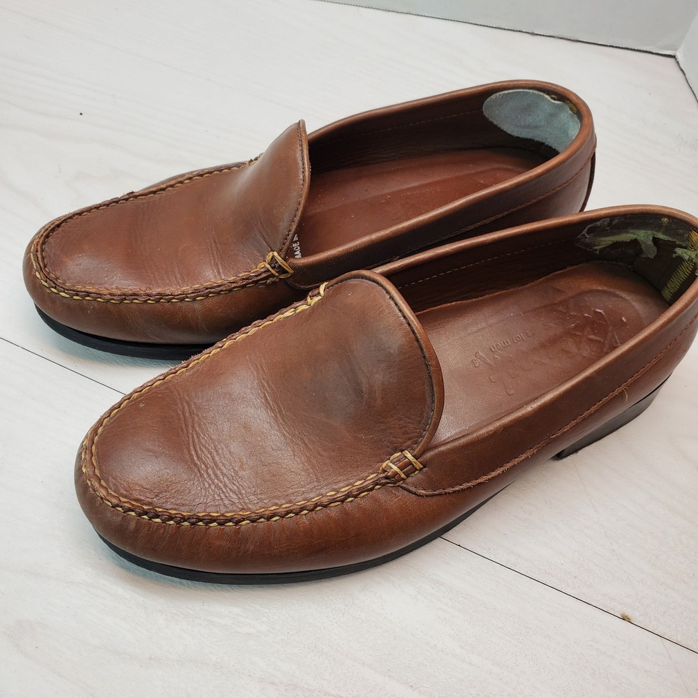 Florsheim Mens Brown Leather Moc Toe Loafers Slip On Shoes 6E Collegiate Preppy